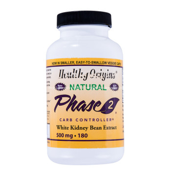 Contrôleur de glucides, aide à contrôler le poids, phase 2, extrait de haricot blanc, 500 mg x180pcs